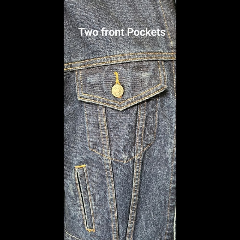 GAP size M dark blue denim jacket with two front pockets NWOT - Picture 6 of 14
